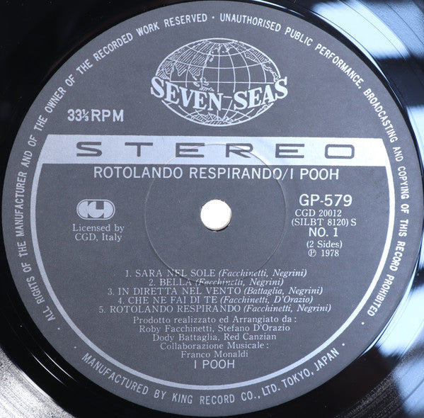 Pooh - Rotolando Respirando (Vinyl, LP, Album, Stereo) Very Good (VG) / Very Good (VG)