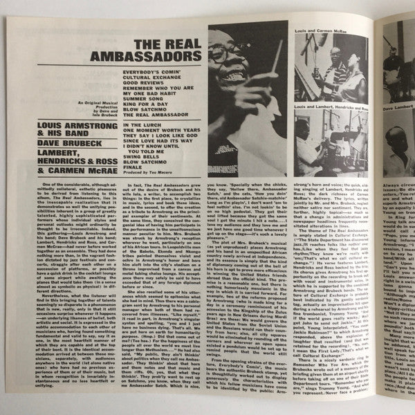 Louis Armstrong And His Band - The Real Ambassadors (Vinyl, LP, Album, Reissue, Stereo) Very Good (VG) / Good Plus (G+)