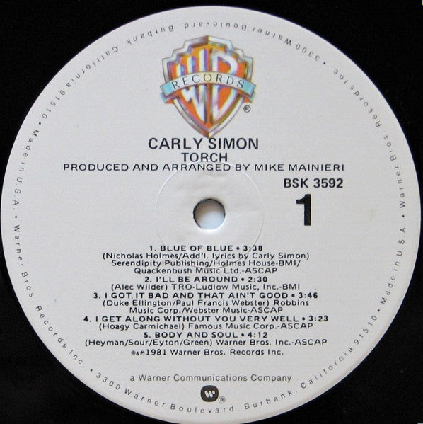 Carly Simon - Torch (Vinyl, LP, Album) Very Good Plus (VG+) / Very Good (VG)