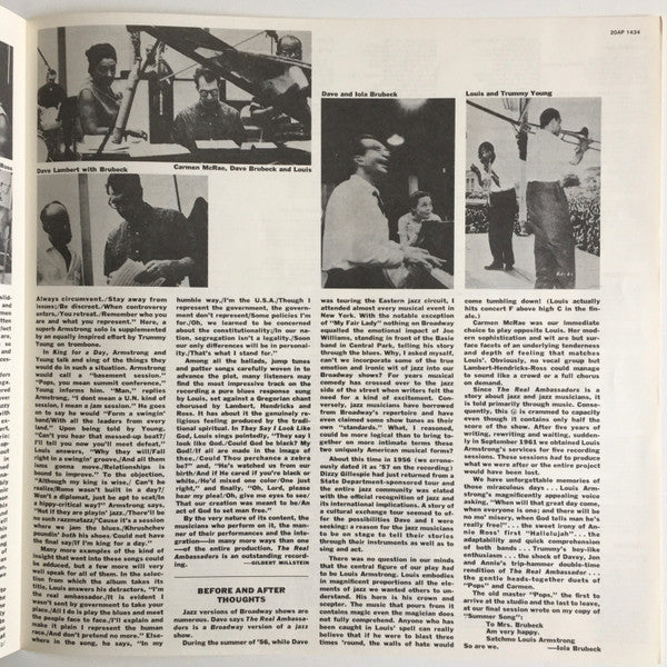 Louis Armstrong And His Band - The Real Ambassadors (Vinyl, LP, Album, Reissue, Stereo) Very Good Plus (VG+) / Very Good (VG)