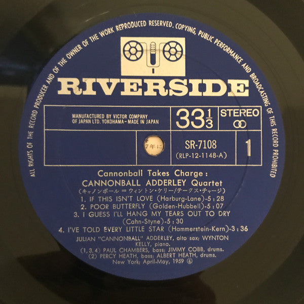 Cannonball Adderley Quartet - Cannonball Takes Charge (Vinyl, LP, Album, Stereo) Very Good Plus (VG+) / Very Good Plus (VG+)