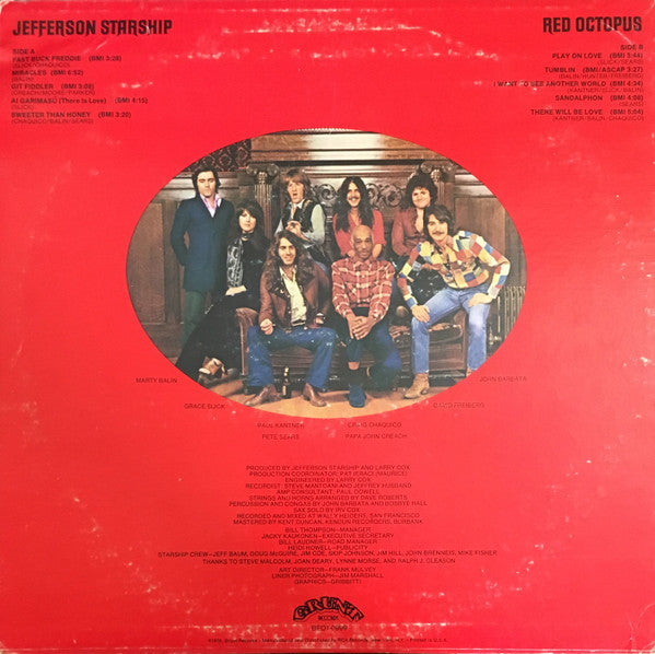 Jefferson Starship - Red Octopus (Vinyl, LP, Album, Quadraphonic) Good Plus (G+) / Good Plus (G+)
