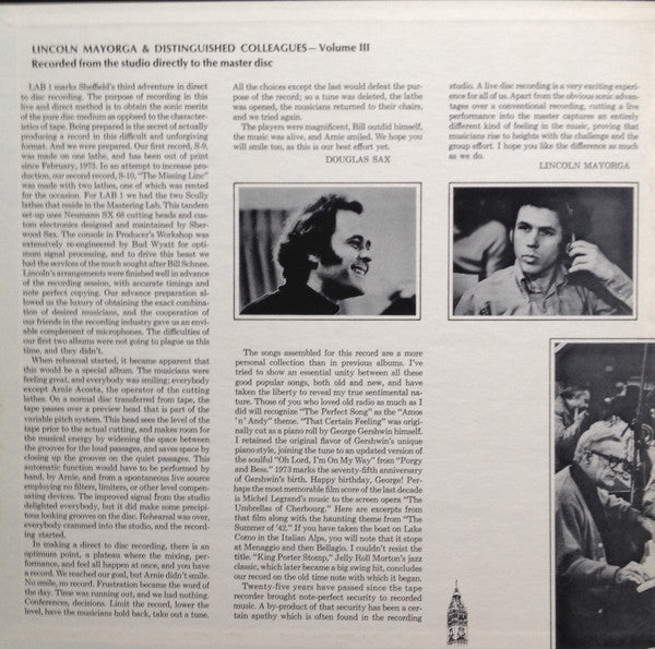 Lincoln Mayorga - Lincoln Mayorga & Distinguished Colleagues - Volume III (Vinyl, LP, Album, Limited Edition, Reissue, Stereo) Very Good Plus (VG+) / Very Good (VG)