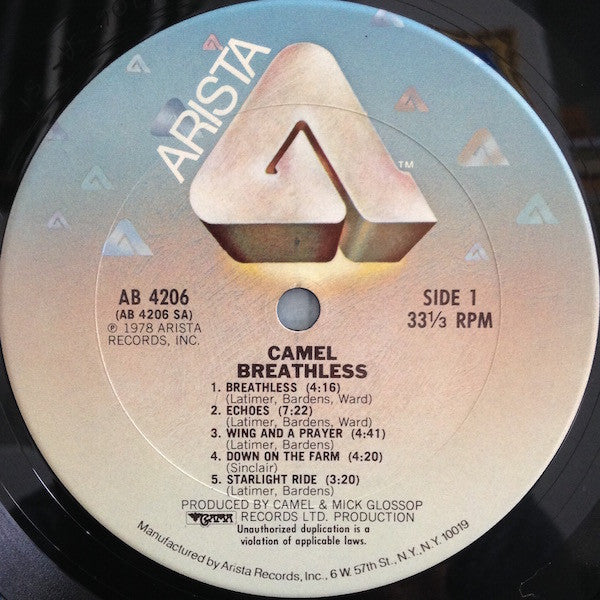 Camel - Breathless (Vinyl, LP, Album) Good Plus (G+) / Good Plus (G+)