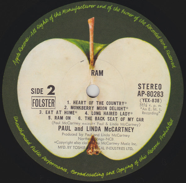 Paul & Linda McCartney - Ram (Vinyl, LP, Album, Reissue) Very Good Plus (VG+) / Very Good (VG)