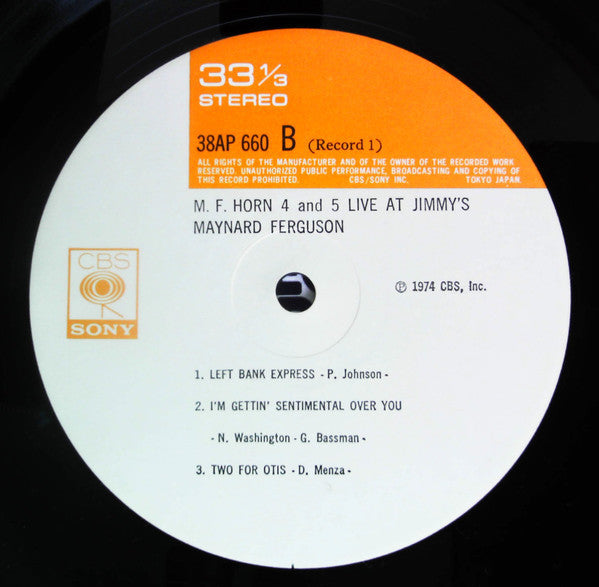 Maynard Ferguson - M.F. Horn 4&5: Live At Jimmy's (2xVinyl, LP, Album, Reissue, Stereo) Very Good Plus (VG+) / Very Good Plus (VG+)