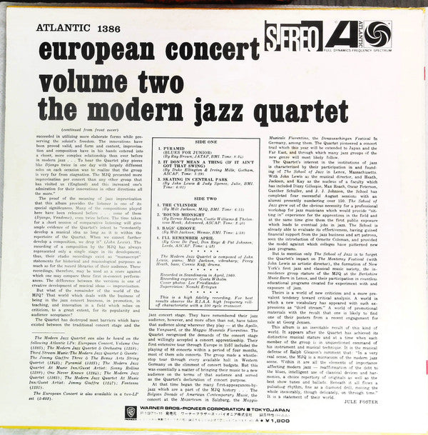 The Modern Jazz Quartet - European Concert: Volume Two (Vinyl, LP, ...