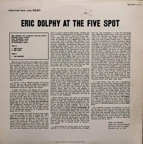 Eric Dolphy - At The Five Spot, Volume 1 (Vinyl, LP, Album, Reissue) Good Plus (G+) / Very Good Plus (VG+)