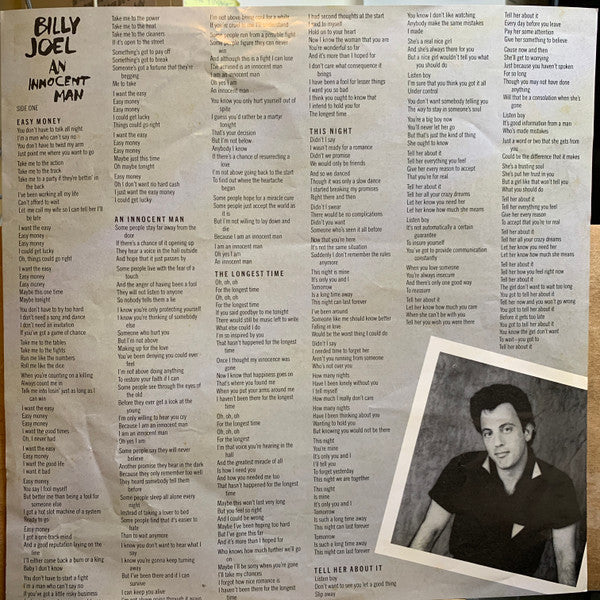 Billy Joel - An Innocent Man (Vinyl, LP, Album) Very Good Plus (VG+) / Very Good (VG)