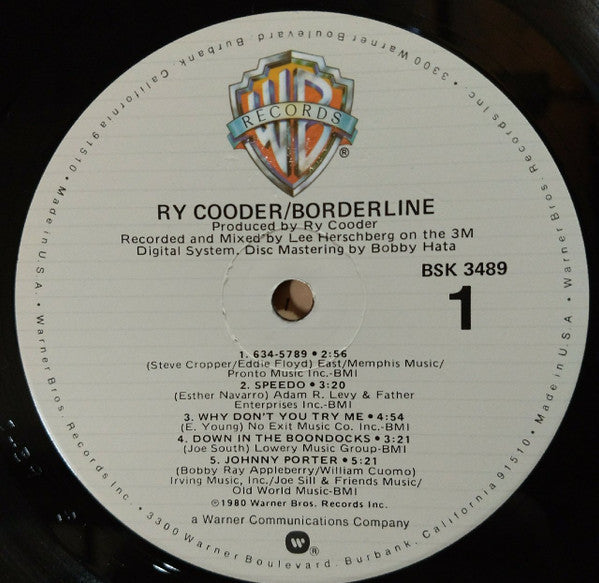 Ry Cooder - Borderline (Vinyl, LP, Album) Very Good (VG) / Very Good Plus (VG+)