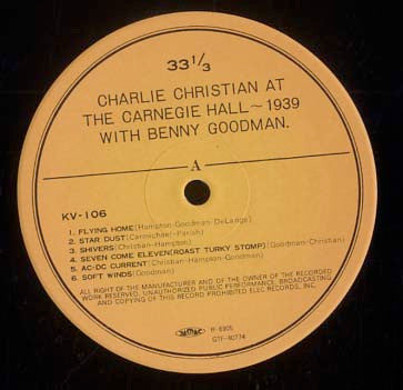 Charlie Christian - Charlie Christian At The Carnegie Hall ~1939 (Vinyl, LP, Album) Very Good (VG) / Very Good (VG)
