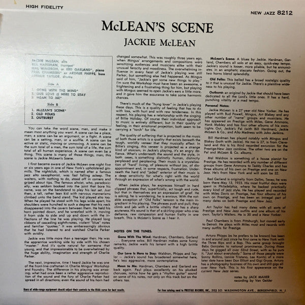 Jackie McLean - McLean's Scene (Vinyl, LP, Album, Reissue, Remastered, Mono) Near Mint (NM or M-) / Near Mint (NM or M-)
