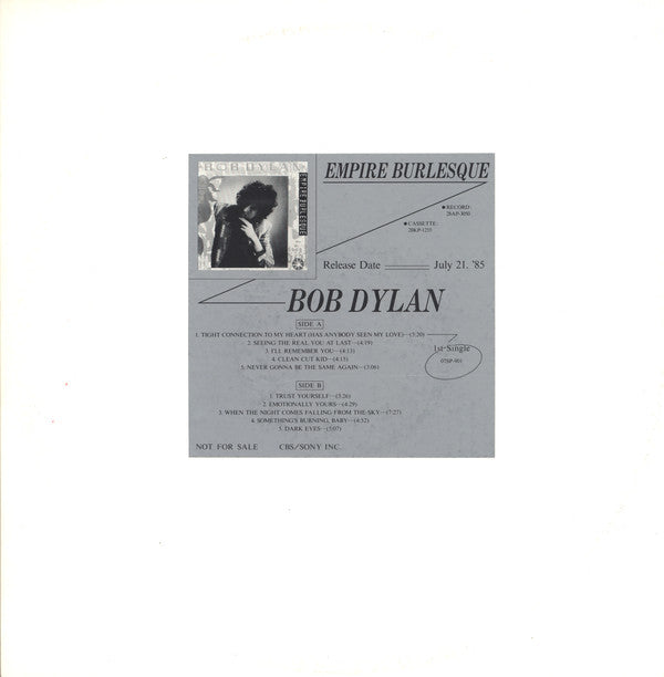 Bob Dylan - Empire Burlesque (Vinyl, LP, Album, Promo, White Label) Very Good Plus (VG+) / Very Good (VG)