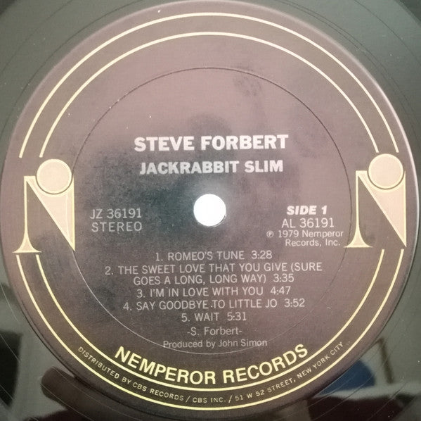 Steve Forbert - Jackrabbit Slim (Vinyl, LP, Album) Very Good Plus (VG+) / Very Good (VG)