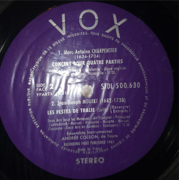 Marc Antoine Charpentier - Charpentier - Campra - Mouret (Vinyl, LP, Stereo) Very Good Plus (VG+) / Very Good Plus (VG+)