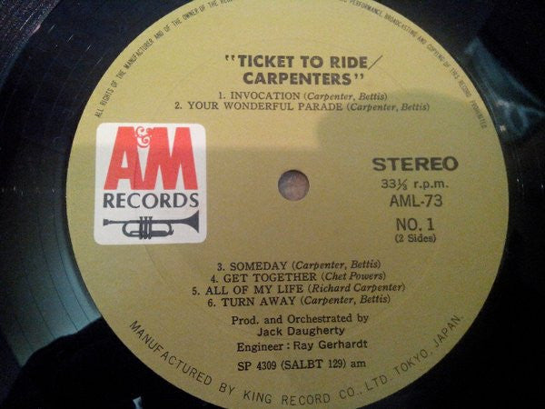 Carpenters - Ticket To Ride (Vinyl, LP, Album)