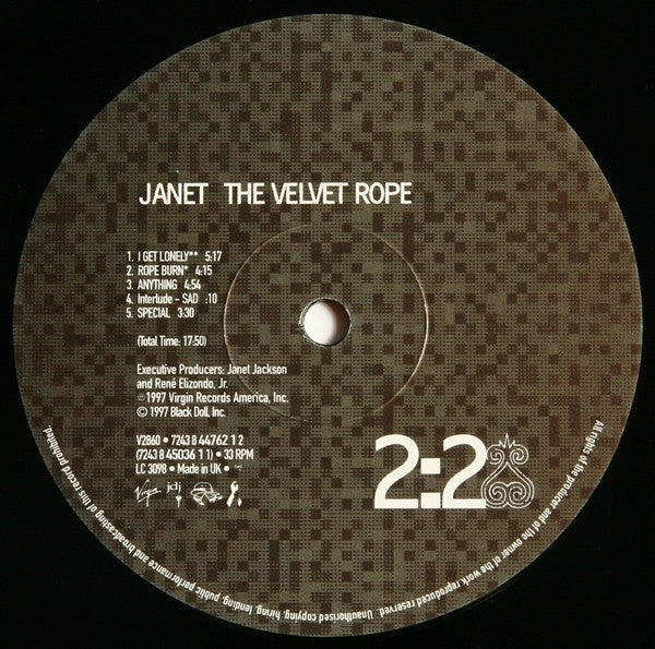 Janet Jackson - The Velvet Rope (2xVinyl, LP, Album) Very Good Plus (VG+) / Very Good (VG)