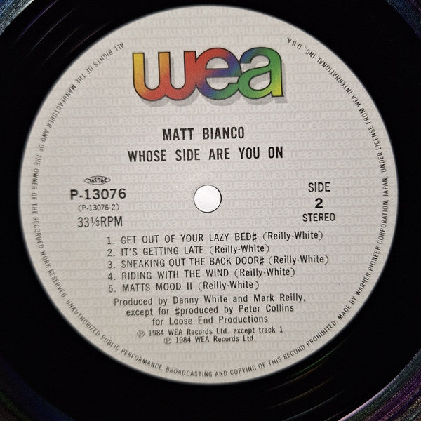Matt Bianco - Whose Side Are You On (Vinyl, LP, Album) Near Mint (NM or M-) / Very Good Plus (VG+)