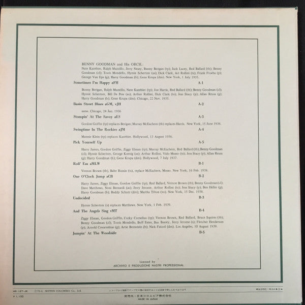 Benny Goodman And His Orchestra - Jazz Historical Recordings (Vinyl, LP, Compilation, Mono) Very Good Plus (VG+) / Very Good (VG)