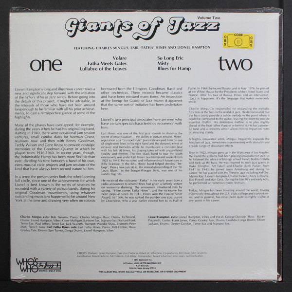 Charles Mingus - Giants Of Jazz Volume Two (Vinyl, LP) Very Good Plus (VG+) / Very Good Plus (VG+)