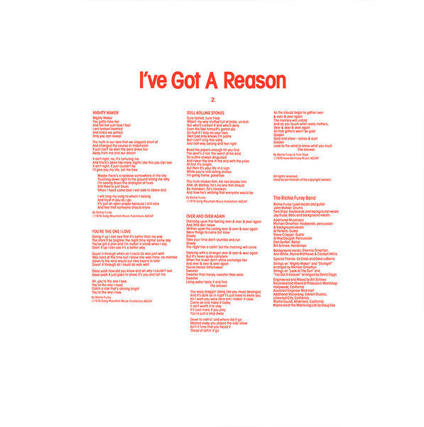 The Richie Furay Band - I've Got A Reason (Vinyl, LP, Album, Stereo) Very Good (VG) / Good Plus (G+)