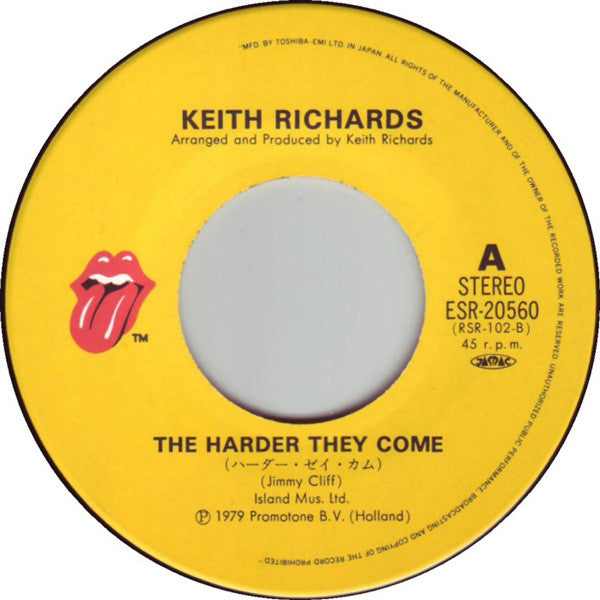 Keith Richards - ハーダー・ゼイ・カム = The Harder They Come (Vinyl, Single, 7", 45 RPM, Stereo, Mono) Very Good Plus (VG+) / Very Good Plus (VG+)