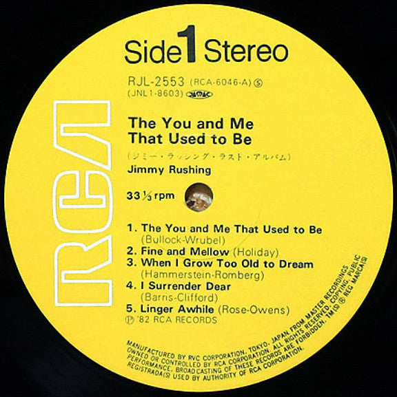 Jimmy Rushing - The You and Me That Used to Be (Vinyl, LP, Album, Reissue, Stereo) Very Good Plus (VG+) / Very Good (VG)