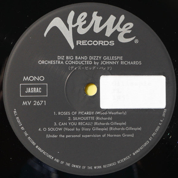 Dizzy Gillespie And His Orchestra - Diz Big Band (Vinyl, LP, Album, Mono) Very Good Plus (VG+) / Very Good Plus (VG+)