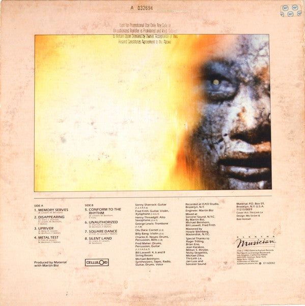 Material - Memory Serves (Vinyl, LP, Album, Promo, Stereo) Very Good Plus (VG+) / Very Good (VG)