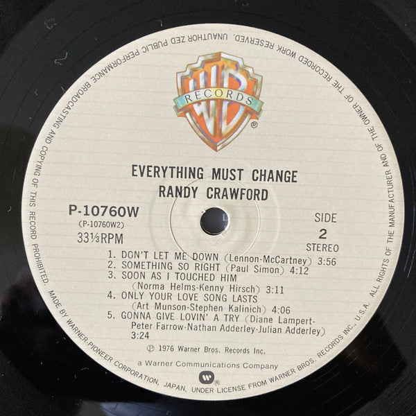 Randy Crawford - Everything Must Change (Vinyl, LP, Album, Stereo) Very Good Plus (VG+) / Very Good (VG)