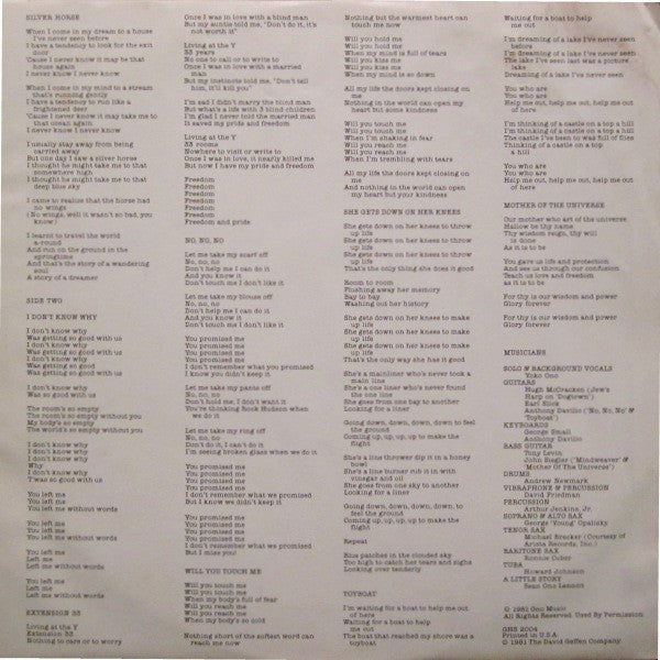 Yoko Ono - Season Of Glass (Vinyl, LP, Album, Special Edition) Very Good (VG) / Very Good (VG)