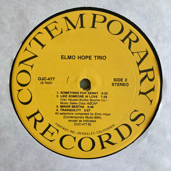 Elmo Hope Trio - With Jimmy Bond & Frank Butler (Vinyl, LP, Album, Reissue, Remastered) Very Good Plus (VG+) / Very Good (VG)