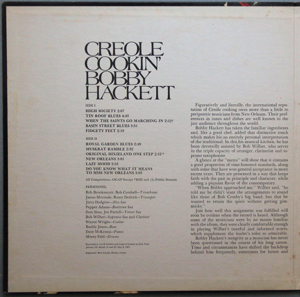Bobby Hackett - Creole Cookin' (Vinyl, LP, Album, Stereo) Very Good (VG) / Very Good Plus (VG+)