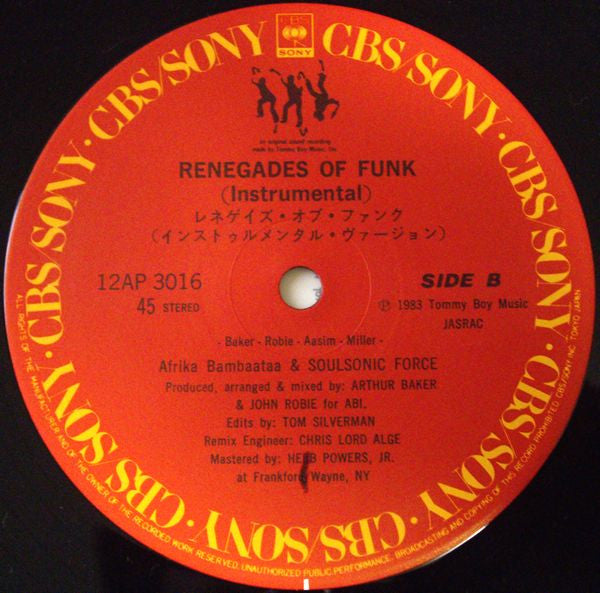 Afrika Bambaataa & Soulsonic Force - Renegades Of Funk (Vinyl, 12", 45 RPM, Stereo) Good Plus (G+) / Very Good Plus (VG+)