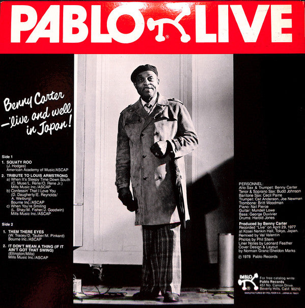 Benny Carter - Live And Well In Japan! (Vinyl, LP, Album) Very Good Plus (VG+) / Very Good Plus (VG+)