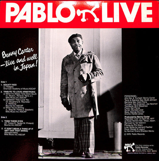 Benny Carter - Live And Well In Japan! (Vinyl, LP, Album) Very Good Plus (VG+) / Very Good (VG)