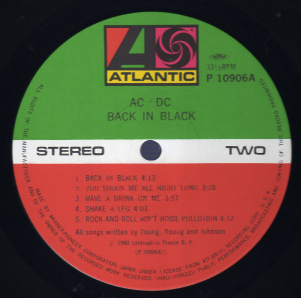 AC/DC - Back In Black (Vinyl, LP, Album, Stereo)