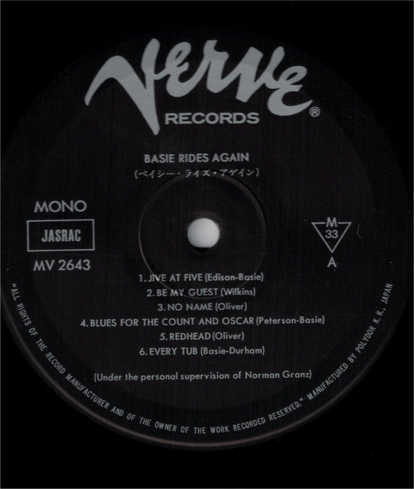 Count Basie - Basie Rides Again (Vinyl, LP, Album, Reissue, Mono) Near Mint (NM or M-) / Very Good Plus (VG+)