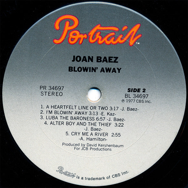 Joan Baez - Blowin' Away (Vinyl, LP, Album) Very Good (VG) / Very Good (VG)