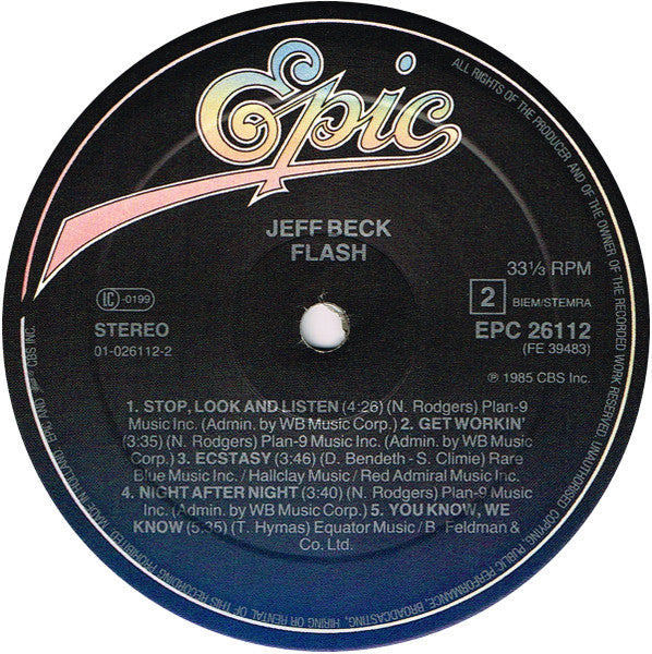 Jeff Beck - Flash (Vinyl, LP, Album, Stereo)