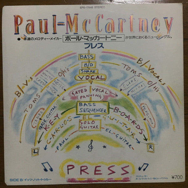 Paul McCartney - Press (Vinyl, 7", 45 RPM, Single) Very Good Plus (VG+) / Very Good Plus (VG+)