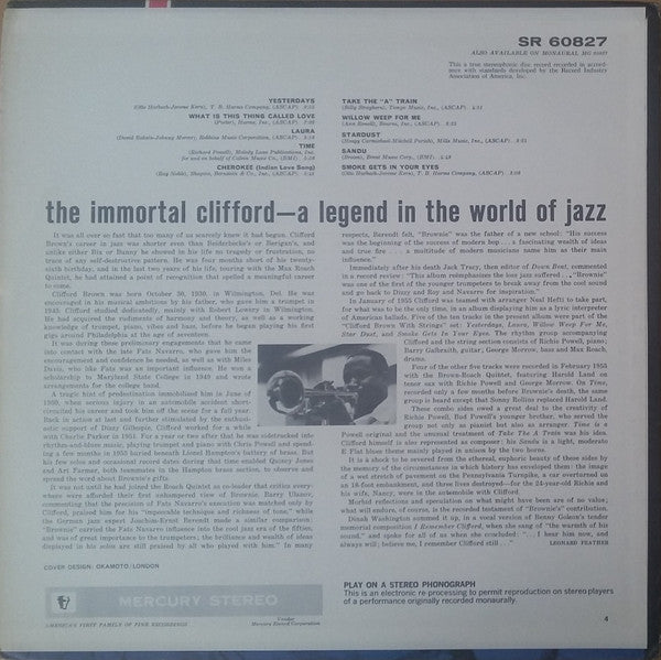 Clifford Brown - Remember Clifford (Vinyl, LP, Compilation, Stereo) Good Plus (G+) / Very Good (VG)