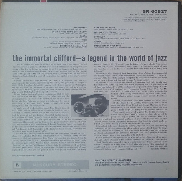 Clifford Brown - Remember Clifford (Vinyl, LP, Compilation, Stereo) Very Good Plus (VG+) / Good Plus (G+)
