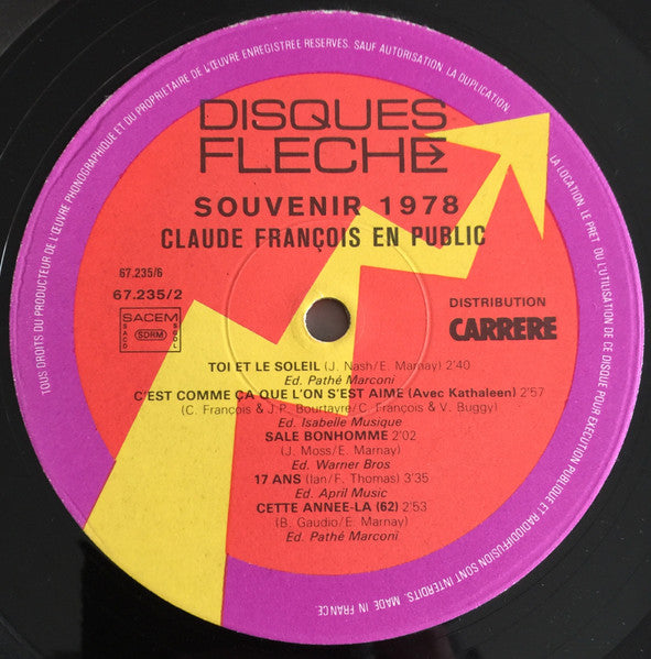 Claude François - Souvenir 1978 (2xVinyl, LP, Album) Very Good (VG) / Very Good (VG)