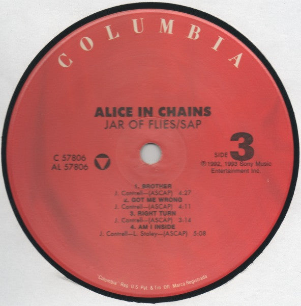 Alice In Chains - Jar Of Flies / Sap (Vinyl, Vinyl, All Media, LP, EP, LP, EP, Single Sided, Etched, Compilation, Limited Edition) Near Mint (NM or M-) / Near Mint (NM or M-)