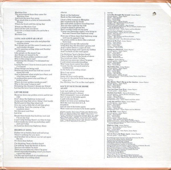 James Taylor (2) - Mud Slide Slim And The Blue Horizon (Vinyl, LP, Album, Reissue) Very Good Plus (VG+) / Very Good Plus (VG+)