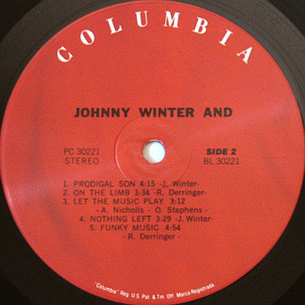 Johnny Winter And - Johnny Winter And (Vinyl, LP, Album, Reissue) Very Good (VG) / Very Good Plus (VG+)