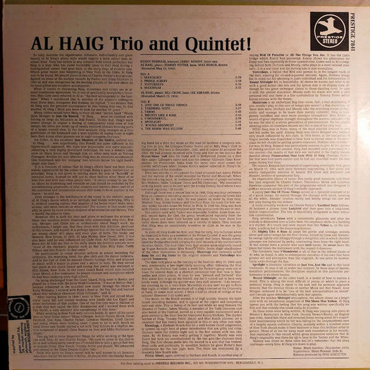 Al Haig - Trio And Quintet! (Vinyl, LP, Compilation, Remastered, Repress) Good Plus (G+) / Very Good (VG)