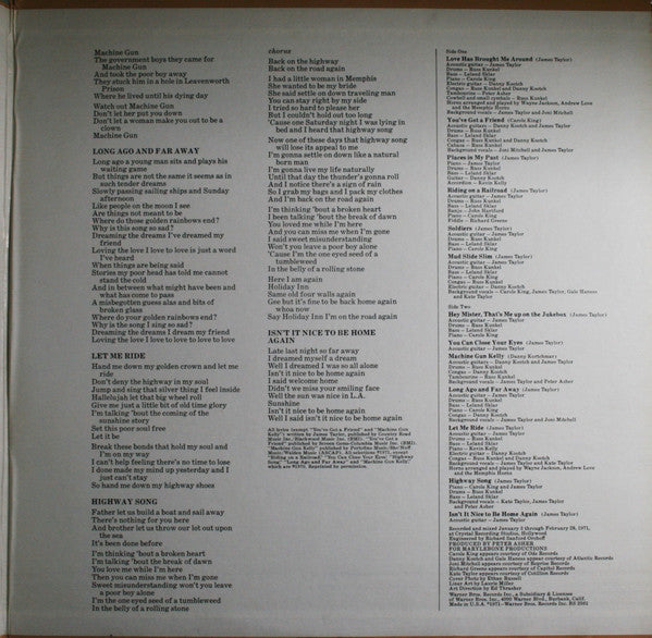 James Taylor (2) - Mud Slide Slim And The Blue Horizon (Vinyl, LP, Album, Reissue, Stereo) Very Good Plus (VG+) / Very Good (VG)