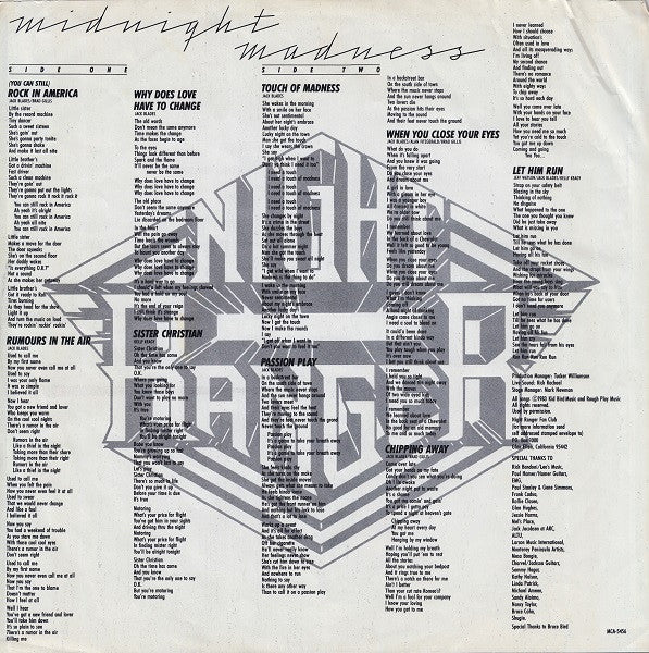 Night Ranger - Midnight Madness (Vinyl, LP, Album, Club Edition) Very Good Plus (VG+) / Very Good (VG)